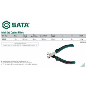 Tang Potong Mini 4" / 100 mm 70616A Miniature End Nippers Pliers Sata