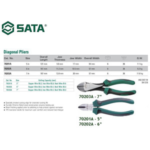 Tang Potong 5" / 125 mm 70201A Diagonal Pliers Sata Tools