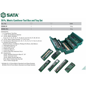 Tool Box Beserta Isinya 70 Pcs 6 PT Metric 95104A-70-6PT Sata Tools