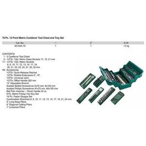 Tool Box Beserta Isinya 70 Pcs 12 PT Metric 95104A-70-12PT Sata Tools