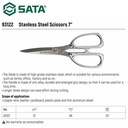 Gunting Stainless 93122 - Strong Stainless Steel Scissors Sata Tools