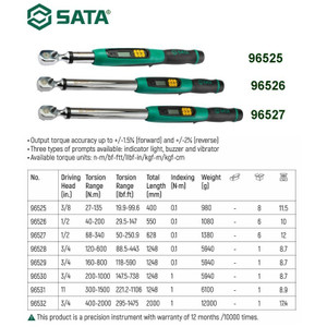 Torsi 96527 - 1/2” Dr. Electronics Torque Wrench 68-340 Nm Sata Tools