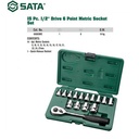 Kunci Shock Mata Sok 15 Pcs 8-27 mm 08005ME 1/2" Socket Set Sata Tools