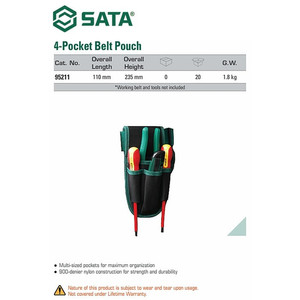 Tas Perkakas 95211 4-Pouch Belt Set (Tools Not Included) Sata Tools