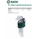Kunci L Set 9 Pcs Long Arm Ball Point 09105A (Metric) Sata Tools