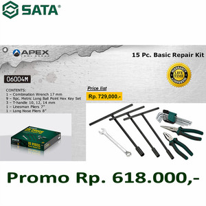 Tool Kit Set 15 Pcs Basic Repair Kit 06004M Paket Ekonomis Sata Tools
