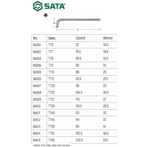 Kunci L Bintang 84506 - Torx Tamper Proof Key T-15 Sata Tools