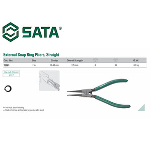 Tang Snap Ring Pliers External Straight 7" 72001 Sata Tools