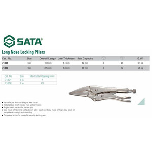 Tang Jepit Las Lancip 71301 Long Nose Locking Pliers 6" Sata Tools