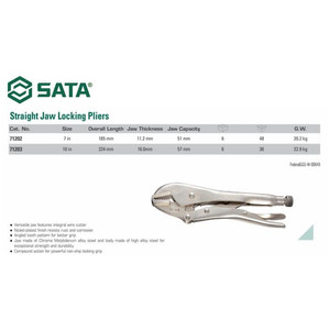 Tang Buaya 71202 Straight Jaw Locking Pliers 7" Sata Tools