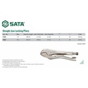 Tang Buaya 71203 Straight Jaw Locking Pliers 10" Sata Tools