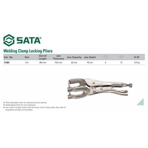 Tang Jepit Las 71401 Welding Clamp Locking Pliers 9" Sata Tools