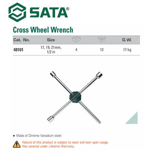 Kunci Pas 48101 1/2" Cross Wheel Wrench Sata Tools