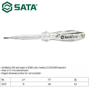 Obeng Test Pen 62707 G-Series VDE Voltage Tester Sata Tools (Germany)