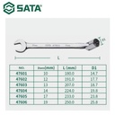 Kunci Ring Pas Fleksibel 17 mm 47605 Socket End & Open End Wrench Sata