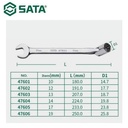 Kunci Ring Pas Fleksibel 12 mm 47602 Socket End & Open End Wrench Sata