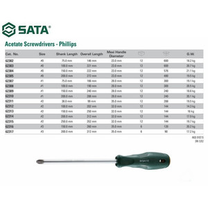 Obeng Plus Magnet PH 3 X 150 mm 62316 Acetate Screwdriver Sata Tools