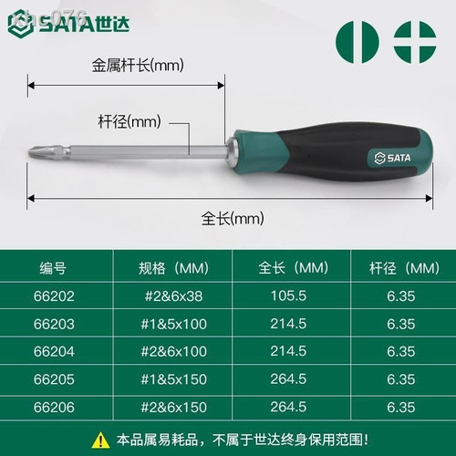 Obeng Bolak Balik 66205 Dual Head Screwdriver #1&5mmx150mm Sata Tools