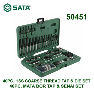 Mata Bor Tap Senai 50451 40 Pcs Hss Coarse Thread Tap & Die Sata Tools