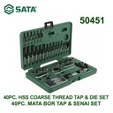 Mata Bor Tap Senai 50451 40 Pcs Hss Coarse Thread Tap & Die Sata Tools