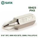 Mata Obeng Plus 5 Pc PH 3 x 30 mm 59423 5/16" (8mm) Hex Bit Sata Tools
