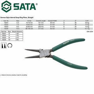 Tang Snap Ring Plier Internal Close Straight 13" 72034 Germany Ty Sata