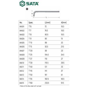 Kunci L Bintang 84515 - Torx Tamper Proof Key T-60 Sata Tools