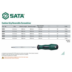 Obeng Bolak Balik 66206 Dual Head Screwdriver #2&6mmx150mm Sata Tools