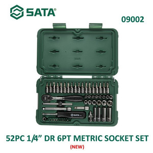 Kunci Shock Mata Sok 52 Pcs Metrik 09002 1/4" Dr 6PT Socket Sata Tools