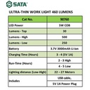 Lampu Senter Led 90760 Ultra-Thin Work Light 460 Lumens Sata Tools