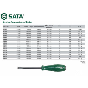 Obeng Minus Magnet 8 X 300 mm 62222 Slotted Screwdriver Sata Tools
