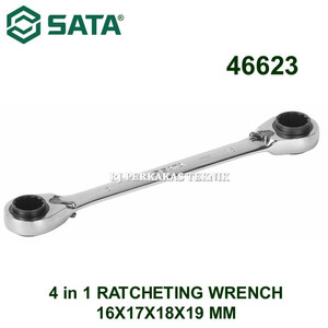 Kunci Ring 4 in 1 46623 Ratchet Wrench 16 x 17 x 18 x 19 mm Sata Tools