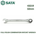 Kunci Ring Pas 32 mm 43219 Full Polish Comb Ratchet Wrench Sata Tools