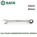 Kunci Ring Pas 24 mm 43215 Full Polish Comb Ratchet Wrench Sata Tools