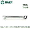Kunci Ring Pas 21 mm 43213 Full Polish Comb Ratchet Wrench Sata Tools