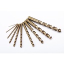 Mata Bor Tap Mesin 52810 - 10Pc. Hss Cobalt Drill Set Sata Tools