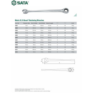 Kunci Ring Pas Ratchet Anti Sakit 15 mm 46308 X-Beam Wrench Sata Tools