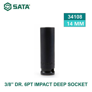 Kunci Shock Panjang 34108 3/8” 6PT Impact Deep Socket 14 mm Sata Tools
