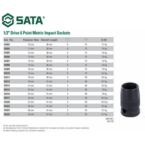 Kunci Shock Mata Sok Impact 1/2" 32 mm 34325 Socket Sata Tools