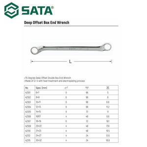 Kunci Double Ring 70° 42303 10 X 11 mm Deep D. Box Wrench Sata Tools