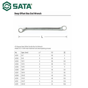 Kunci Double Ring 70° 42310 21 X 23 mm Deep D. Box Wrench Sata Tools