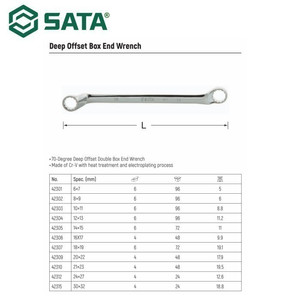 Kunci Double Ring 70° 42309 20 X 22 mm Deep D. Box Wrench Sata Tools