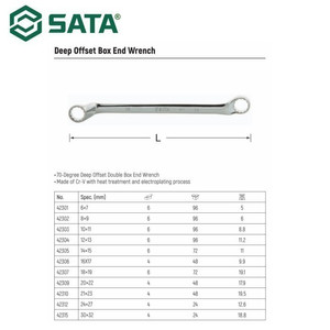 Kunci Double Ring 70° 42307 18 X 19 mm Deep D. Box Wrench Sata Tools