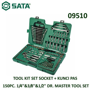 Tool Kit Set Lengkap 09510 1/4" & 3/8" & 1/2" Dr. 150 Pcs Sata Tools