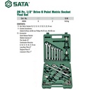 Kunci Shock Mata Sok 26 Pcs Metrik 09504 1/2" 6 PT Socket Sata Tools