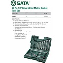 Kunci Shock Mata Sok 26 Pcs Metrik 09502 1/2" 6 PT Socket Sata Tools