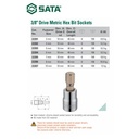 Mata Sok Bit Hex 8 mm 22206 - 3/8" Dr. Bit Socket Hex Sata Tools
