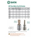 Mata Sok Bit Hex 5 mm 22203 - 3/8" Dr. Bit Socket Hex Sata Tools