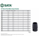 Kunci Mata Sok Socket Impact 1/2 Inch 14 mm 34307 Sata Tools