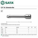 Sambungan/Adaptor Shock 16903 - 3/4" Dr. Extension Bar 8" Sata Tools